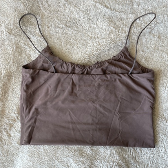 Better Be Brown Ruched Spaghetti Strap Crop Cami - Picture 2 of 3